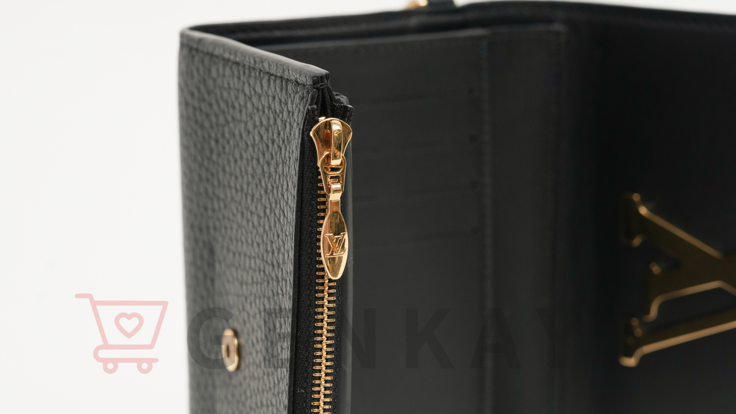 LOUIS VUITTON トリヨン ポルトフォイユカプシーヌ M83474 ノワール コンパクトウォレット RFID反応あり