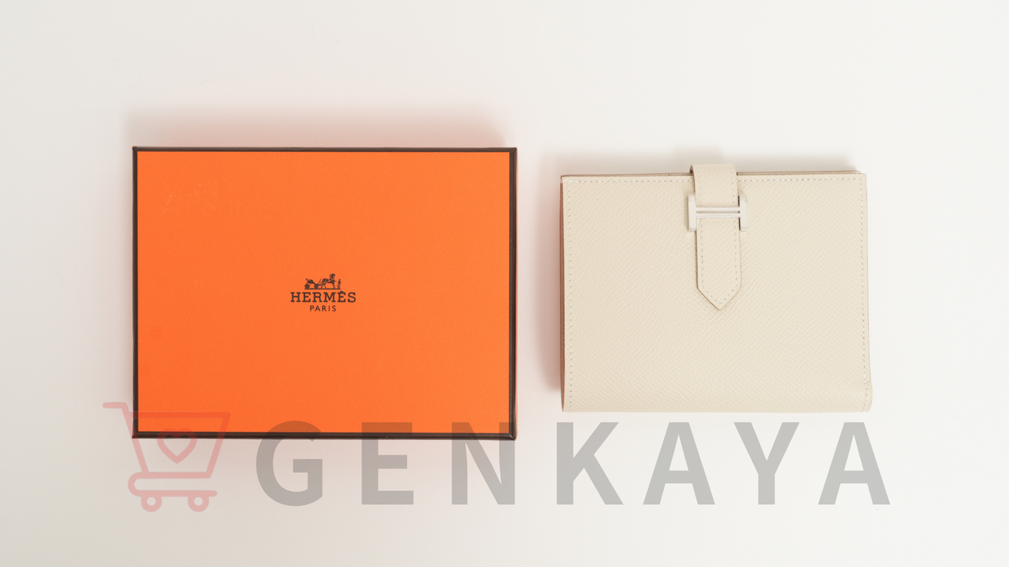 Hermès ベアンコンパクト ヴォーエプソン クレ シルバー金具 W刻印:2024年