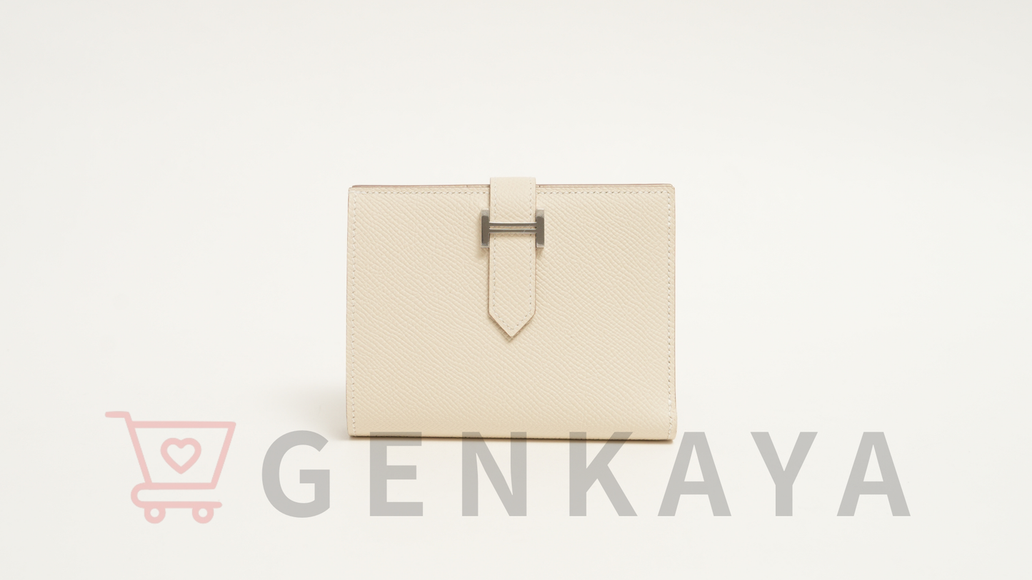 Hermès ベアンコンパクト ヴォーエプソン クレ シルバー金具 W刻印:2024年