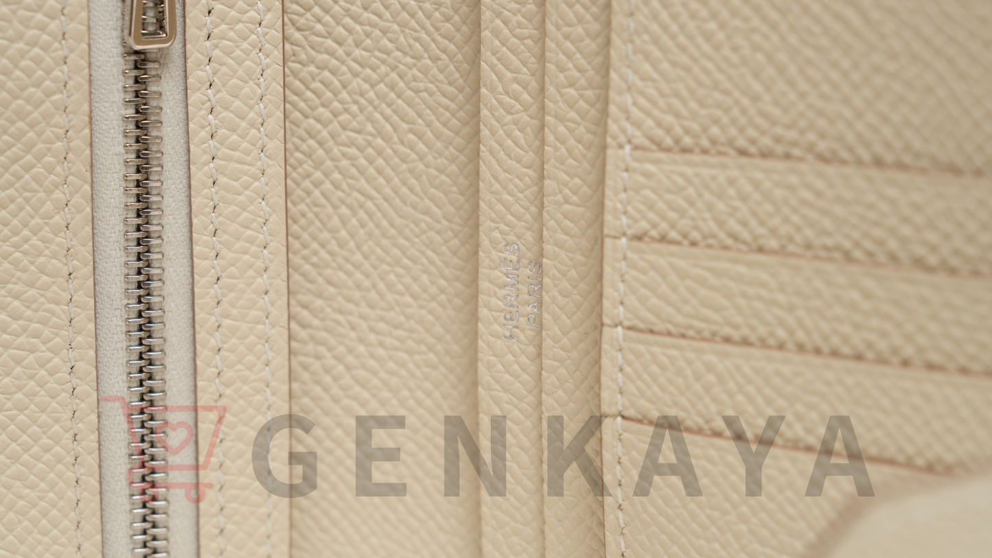 Hermès ベアンコンパクト ヴォーエプソン クレ シルバー金具 W刻印:2024年