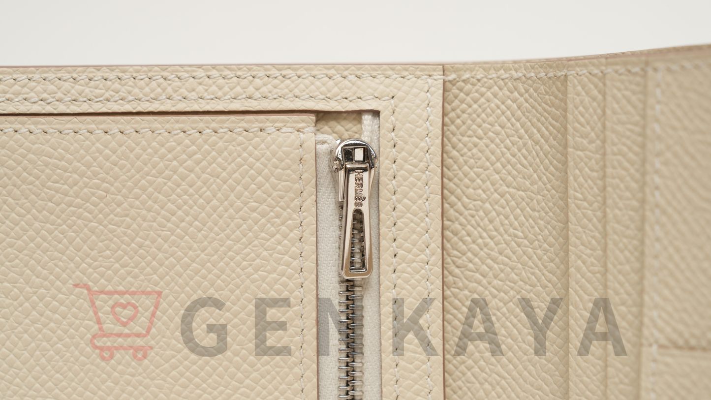 Hermès ベアンコンパクト ヴォーエプソン クレ シルバー金具 W刻印:2024年