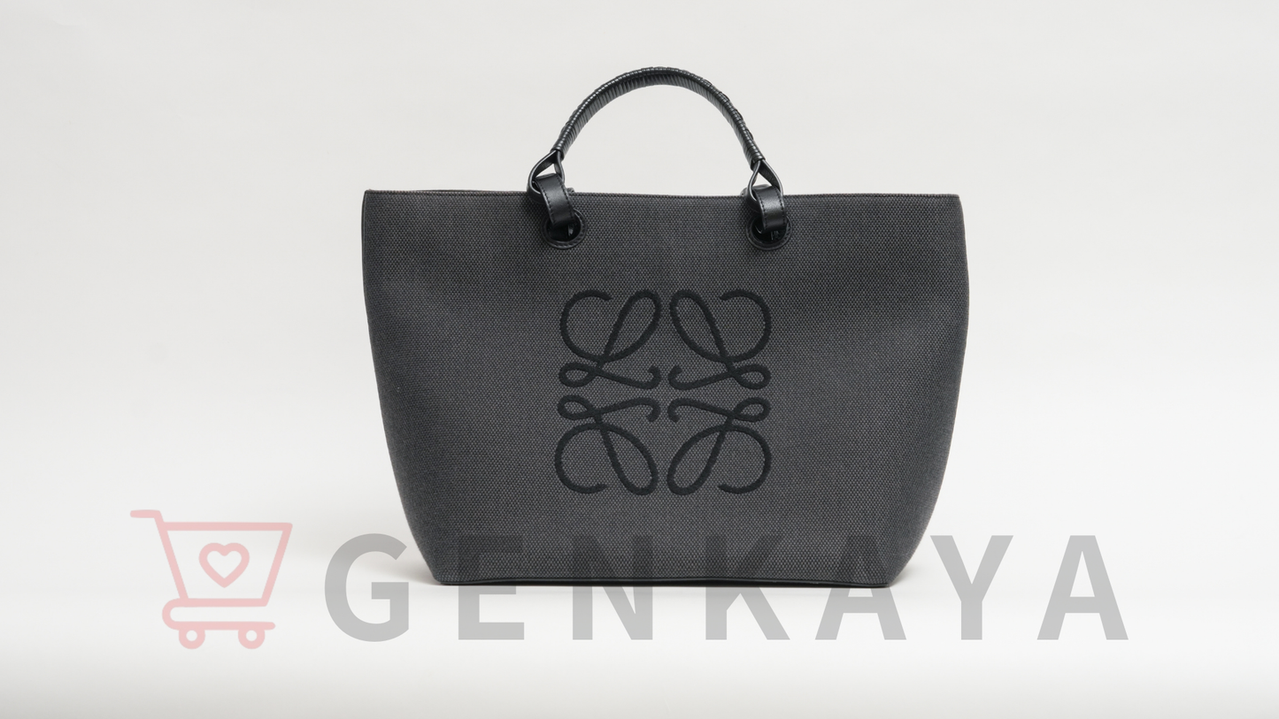 LOEWE アナグラム キャンバス×レザー 2Wayトートバッグ ブラック