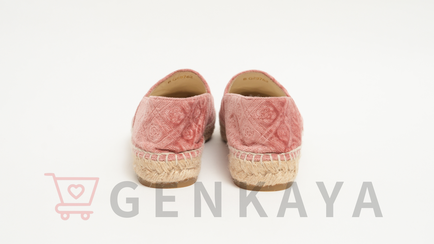 CHANEL エスパドリーユ ココマーク ベロア×キャンバス スリッポン 37 ピンク