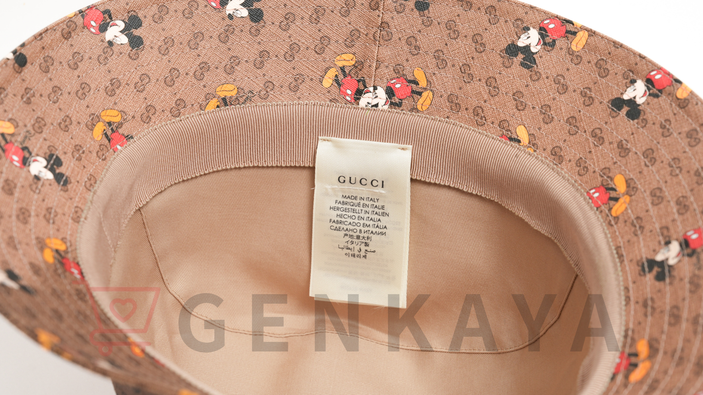 GUCCI×Disney 602978 ミッキーマウス バケットハット M 58cm ポリエステル×コットン ベージュ