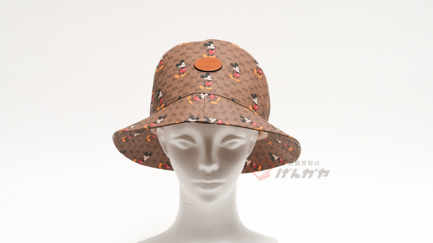 GUCCI×Disney 602978 ミッキーマウス バケットハット M 58cm ポリエステル×コットン ベージュ