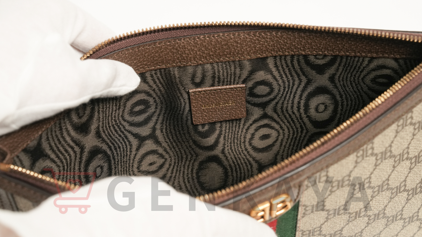 Gucci×Balenciaga ザ ハッカー プロジェクト PVCxレザー クラッチバッグ ベージュ 680382