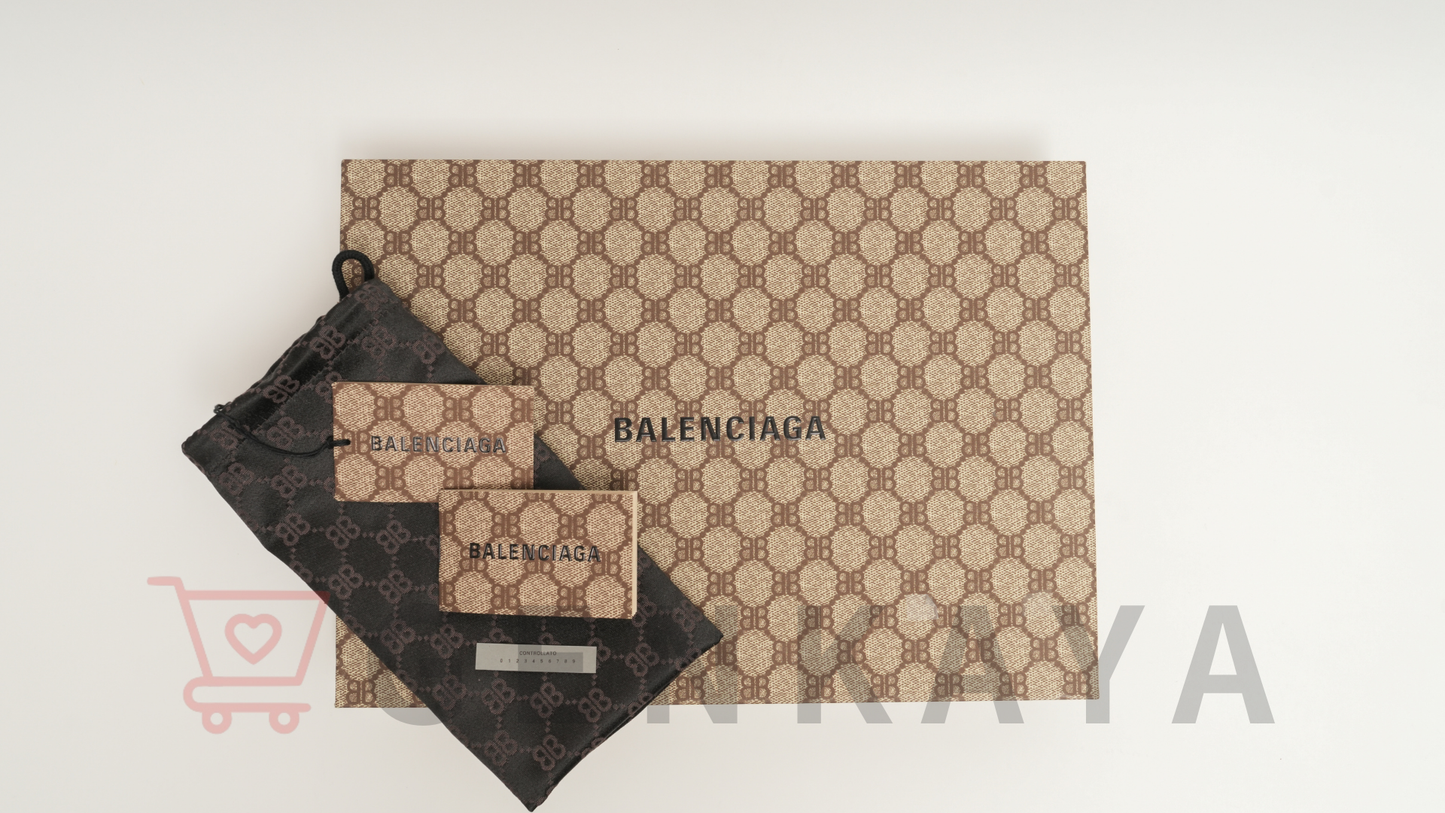 Gucci×Balenciaga ザ ハッカー プロジェクト PVCxレザー クラッチバッグ ベージュ 680382